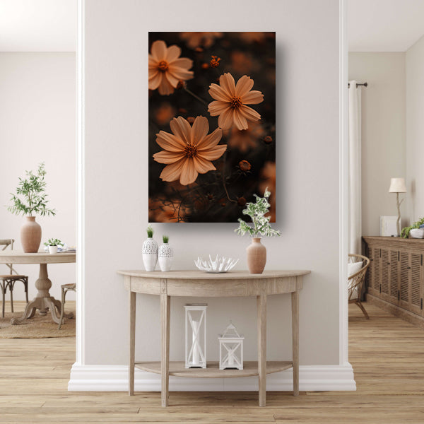 Close-up van bruine bloemen in de schemering poster