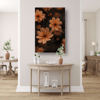 Close-up van bruine bloemen in de schemering poster