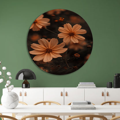 Close-up van bruine bloemen in de schemering forex muurcirkel