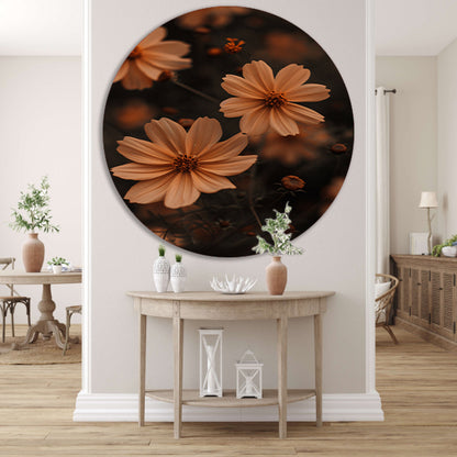 Close-up van bruine bloemen in de schemering forex muurcirkel