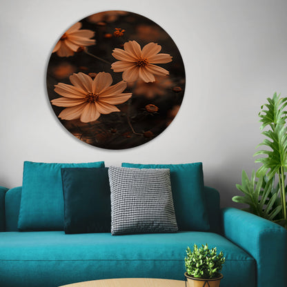 Close-up van bruine bloemen in de schemering forex muurcirkel