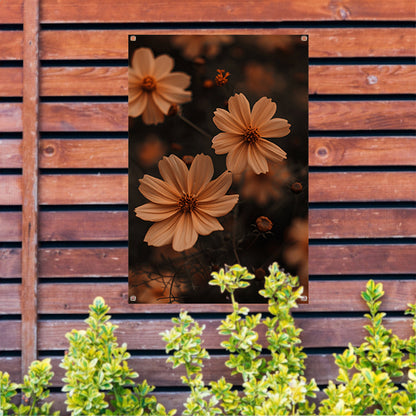 Close-up van bruine bloemen in de schemering tuinposter