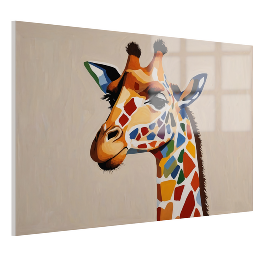 Levendige Popart Giraffe met Kleurrijke Vlekken acrylglas