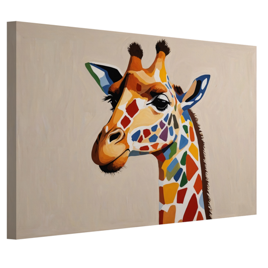 Levendige Popart Giraffe met Kleurrijke Vlekken canvas