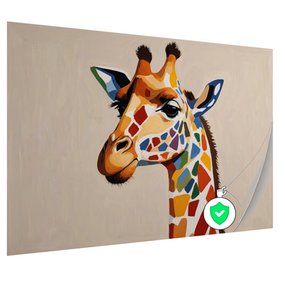 Levendige Popart Giraffe met Kleurrijke Vlekken poster