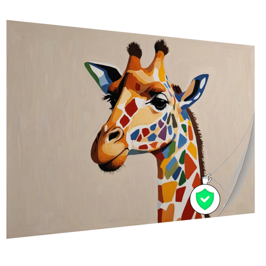 Levendige Popart Giraffe met Kleurrijke Vlekken poster