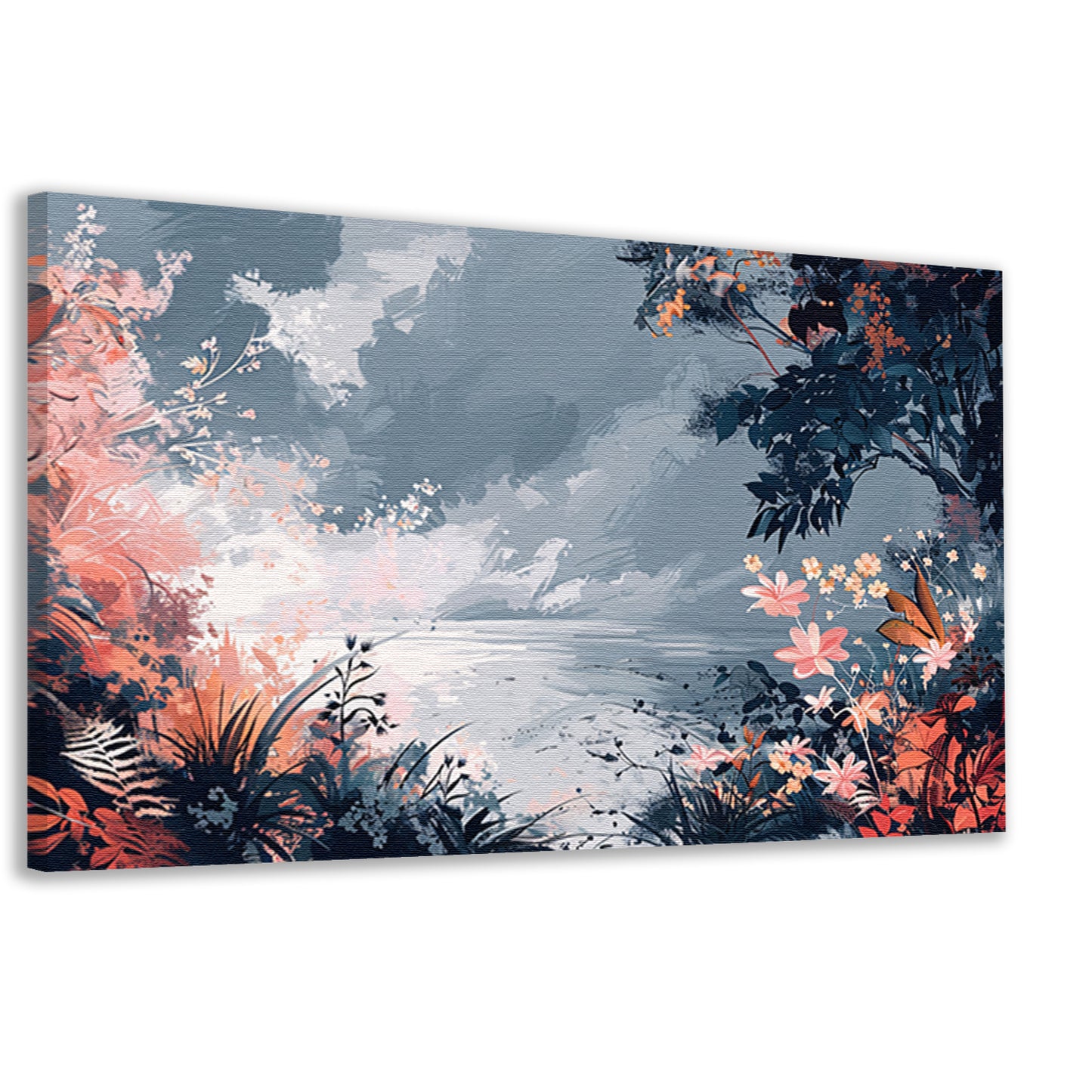 Surrealistisch Bloemen en Strand Landschap Schilderij canvas