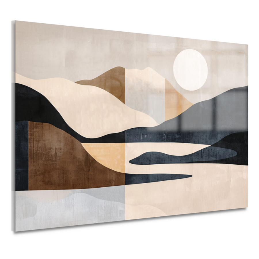 Abstracte Rivierlandschap in Aardetinten Monochrome Kunst acrylglas