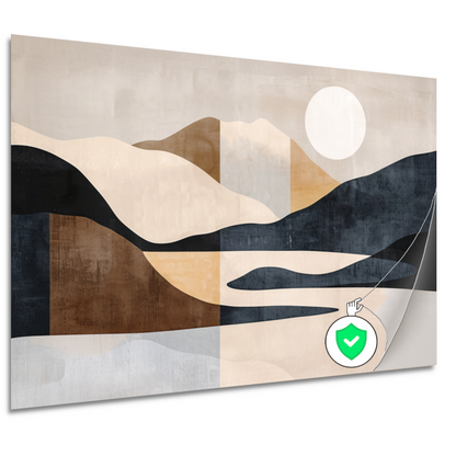 Abstracte Rivierlandschap in Aardetinten Monochrome Kunst poster