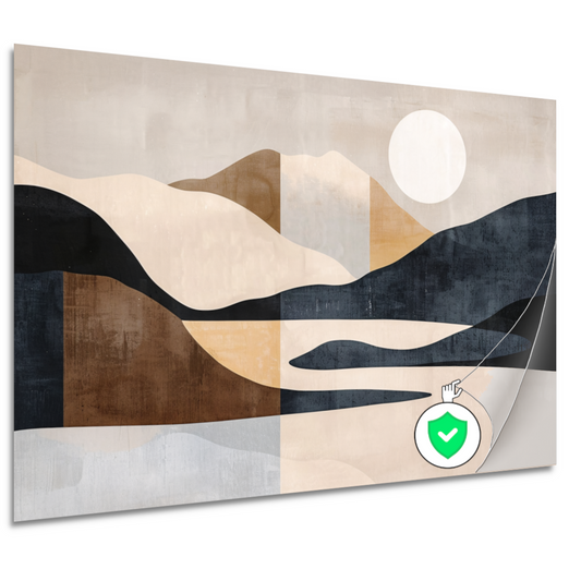 Abstracte Rivierlandschap in Aardetinten Monochrome Kunst poster