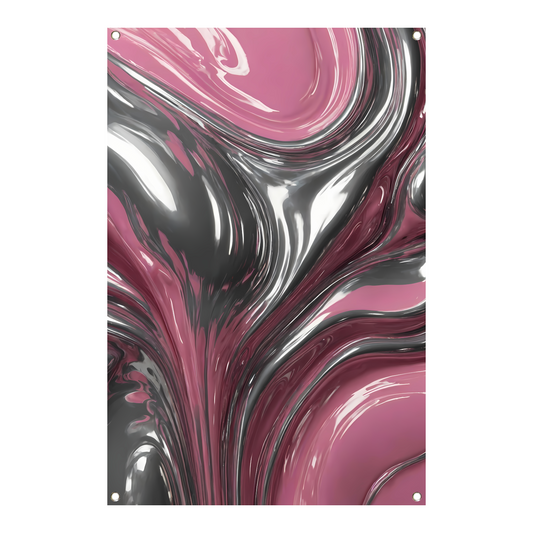 Reflectie van zilver en roze in abstractie tuinposter