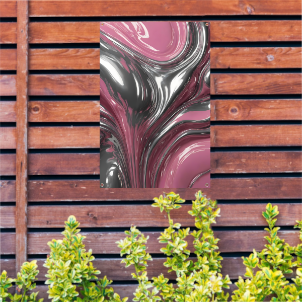Reflectie van zilver en roze in abstractie tuinposter