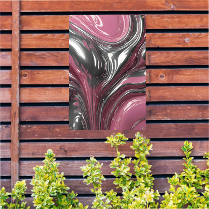 Reflectie van zilver en roze in abstractie tuinposter