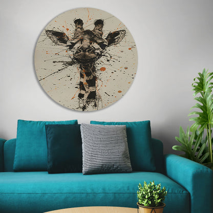 Dynamisch abstracte giraffe kunstwerk met spatten forex muurcirkel