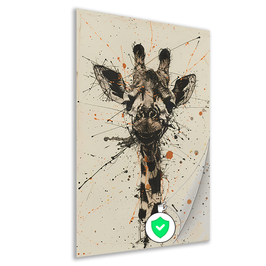 Dynamisch abstracte giraffe kunstwerk met spatten poster