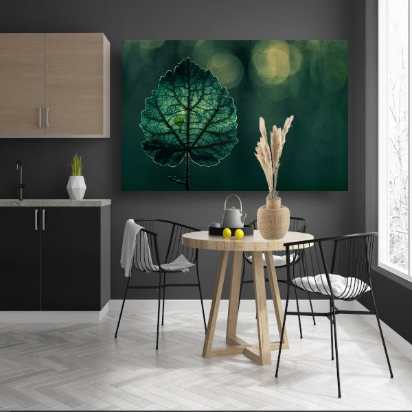 Gedetailleerde bladnerven in een verlicht schaduwspel canvas