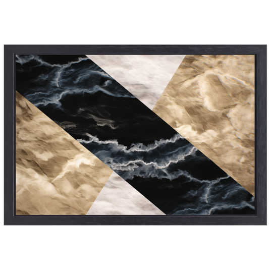 Zwart-wit marmeren behang met aders canvas met baklijst