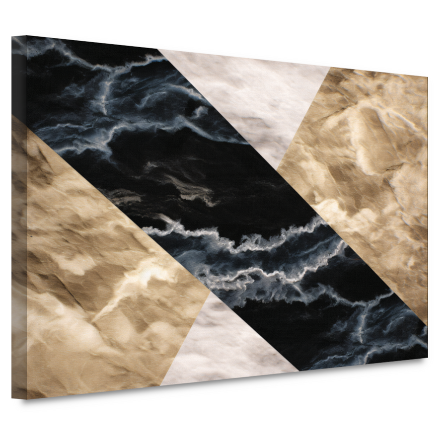 Zwart-wit marmeren behang met aders canvas