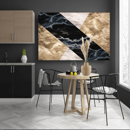 Zwart-wit marmeren behang met aders poster