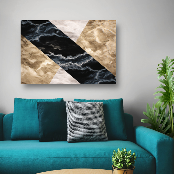Zwart-wit marmeren behang met aders poster
