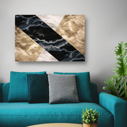 Zwart-wit marmeren behang met aders poster