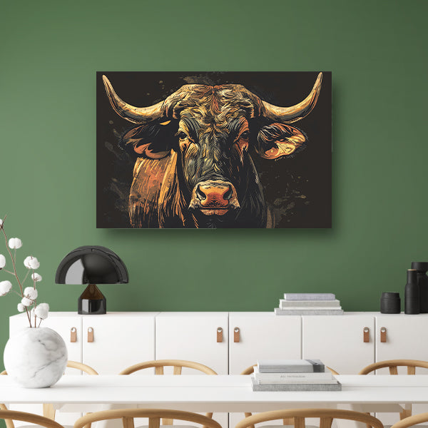 Majestueuze stier in klassieke kunststijlen canvas