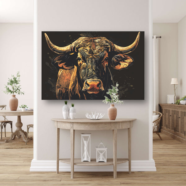 Majestueuze stier in klassieke kunststijlen canvas