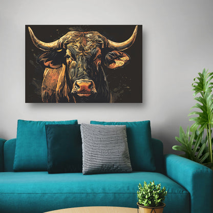 Majestueuze stier in klassieke kunststijlen canvas