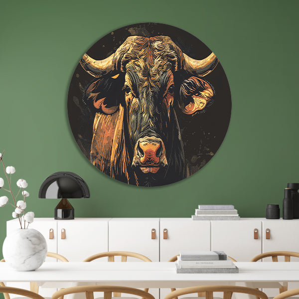 Majestueuze stier in klassieke kunststijlen forex muurcirkel