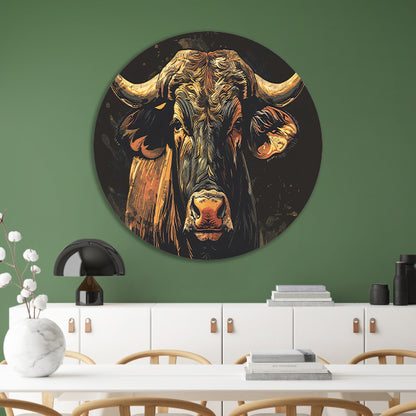 Majestueuze stier in klassieke kunststijlen forex muurcirkel