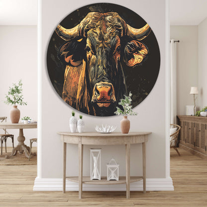 Majestueuze stier in klassieke kunststijlen forex muurcirkel