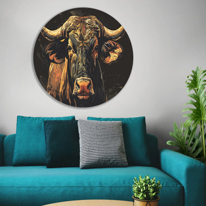 Majestueuze stier in klassieke kunststijlen forex muurcirkel