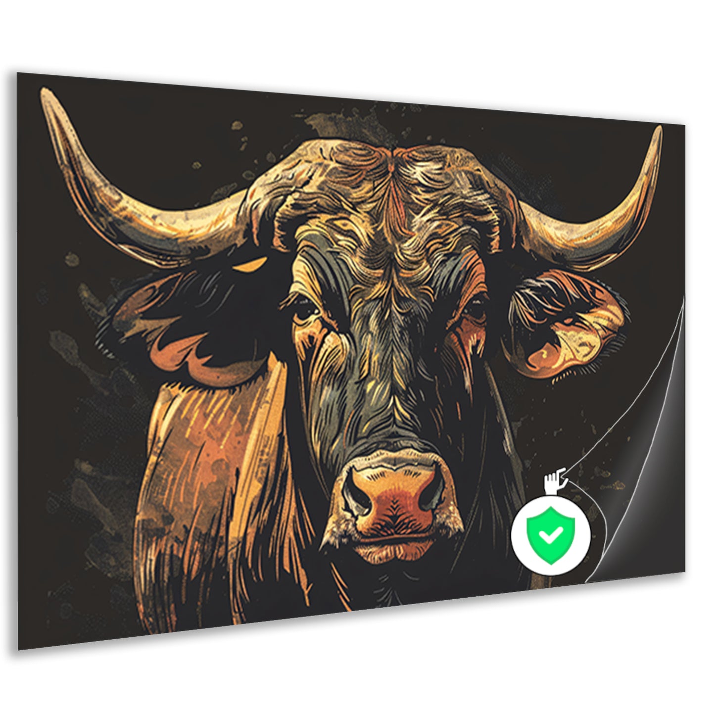 Majestueuze stier in klassieke kunststijlenposter