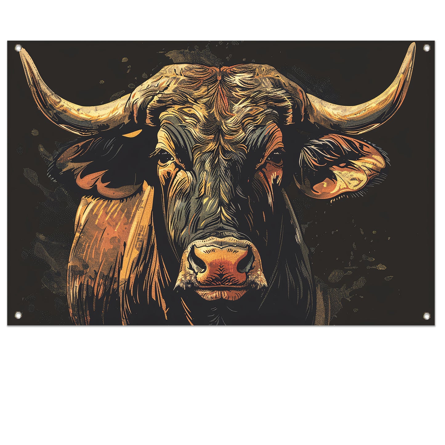 Majestueuze stier in klassieke kunststijlen tuinposter
