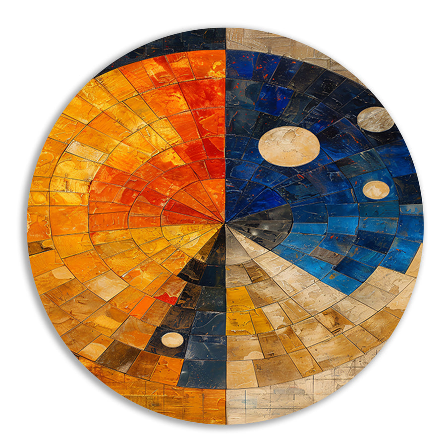 Abstract cirkel met rechthoeken aluminium muurcirkel