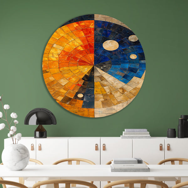 Abstract cirkel met rechthoeken aluminium muurcirkel