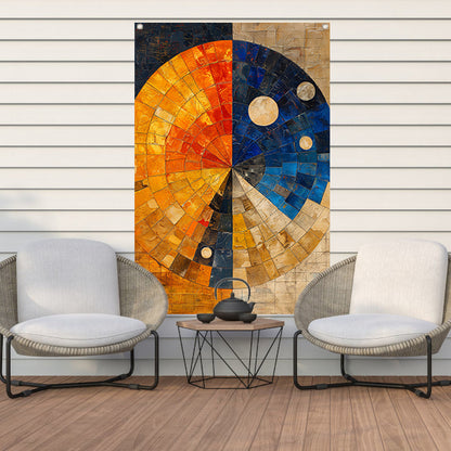 Abstract cirkel met rechthoeken tuinposter