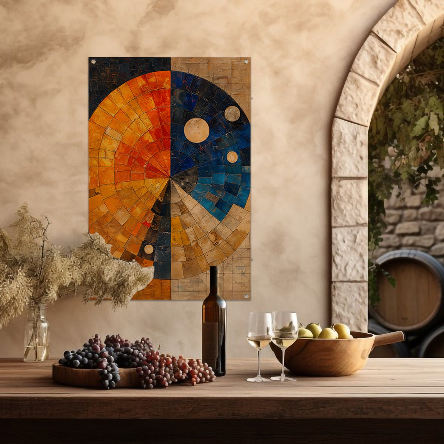 Abstract cirkel met rechthoeken tuinposter