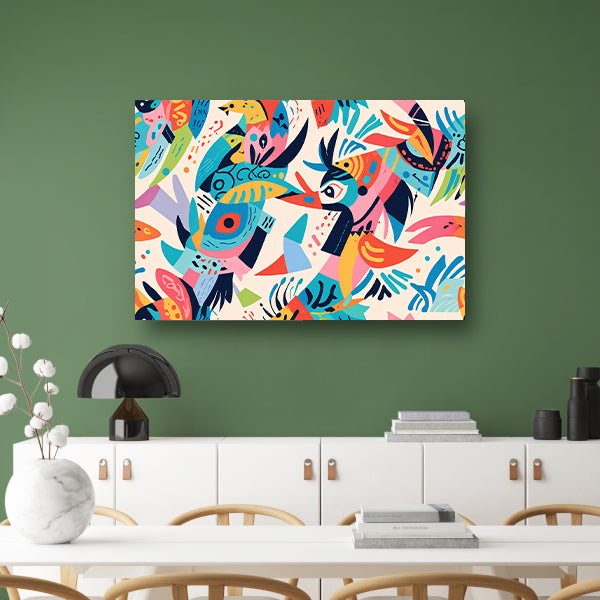 Abstracte kleurrijke dieren in moderne kunst canvas