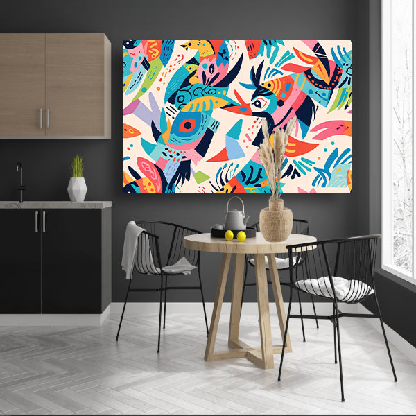 Abstracte kleurrijke dieren in moderne kunst poster