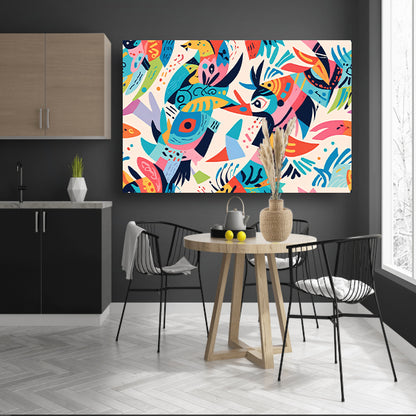Abstracte kleurrijke dieren in moderne kunst poster
