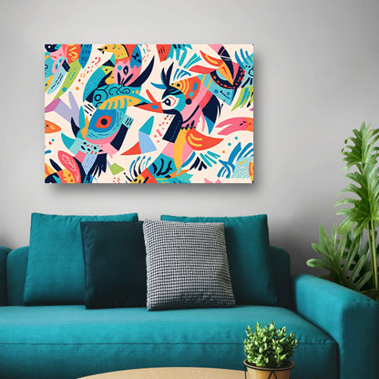 Abstracte kleurrijke dieren in moderne kunst poster