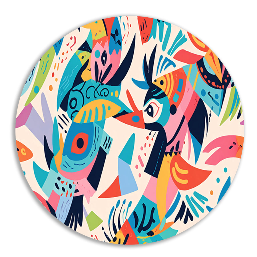 Abstracte kleurrijke dieren in moderne kunst forex muurcirkel