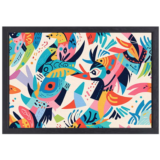 Abstracte kleurrijke dieren in moderne kunst canvas met baklijst