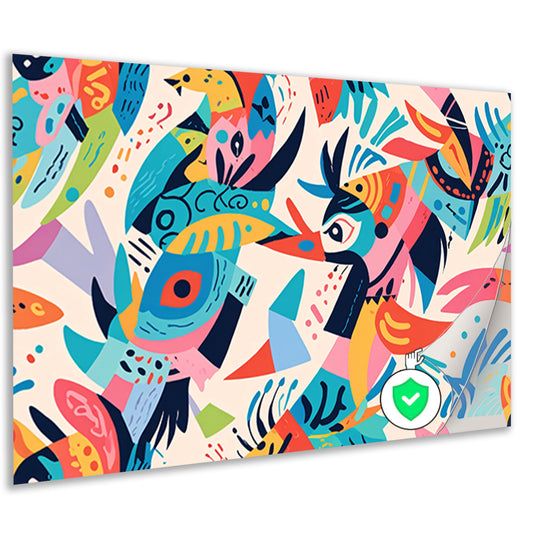 Abstracte kleurrijke dieren in moderne kunst poster