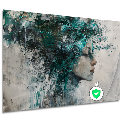 Abstract Profiel van een Vrouw in Turquoise poster