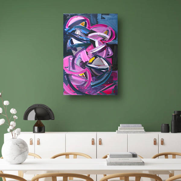 Dynamisch abstract schilderij met levendige kleuren canvas
