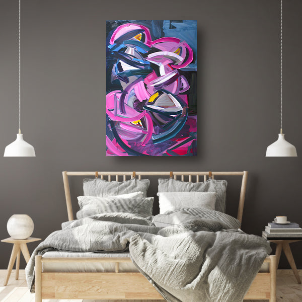 Dynamisch abstract schilderij met levendige kleuren canvas