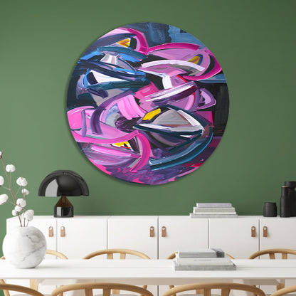 Dynamisch abstract schilderij met levendige kleuren forex muurcirkel