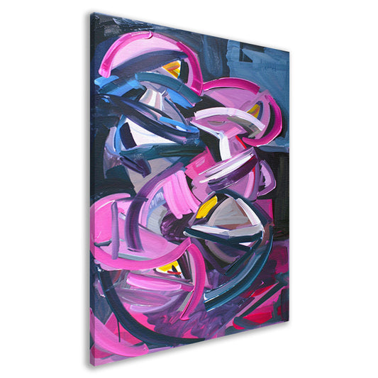 Dynamisch abstract schilderij met levendige kleuren canvas
